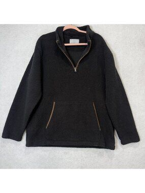 Boxercraft Sweatshirt Mens XL Black Fleece 1/4 Zip Mock Neck Pullover Pockets
